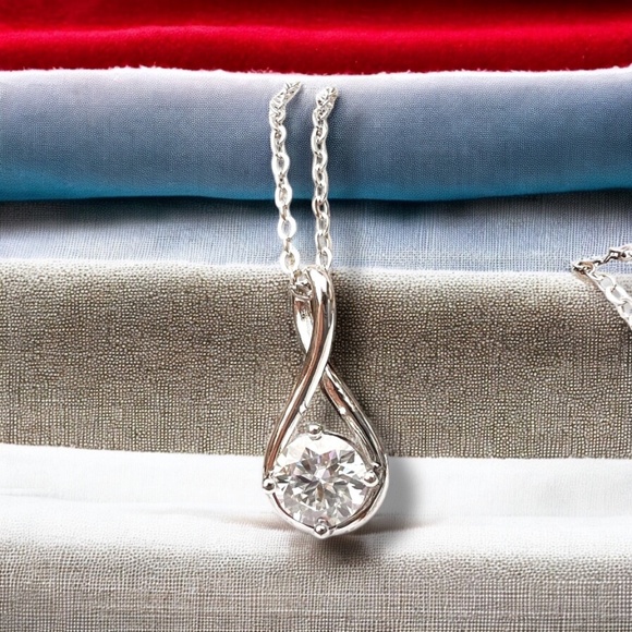 1 Carat Moissanite Pendant Sterling Silver 925 , Top Grade VVS D Colour - Picture 2 of 7